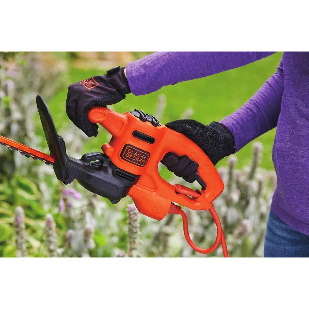 BLACK+DECKER 17 in. Corded Electric Hedge Trimmer, 3.2 Amp, Dual-Action Hardened Steel Blade