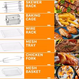 Boyel Living 15 Qt. Black Stainless Steel 16-in-1 Digital Air Fryer Oven with Rotisserie and Dehydrator, 1700W thumbnail 7