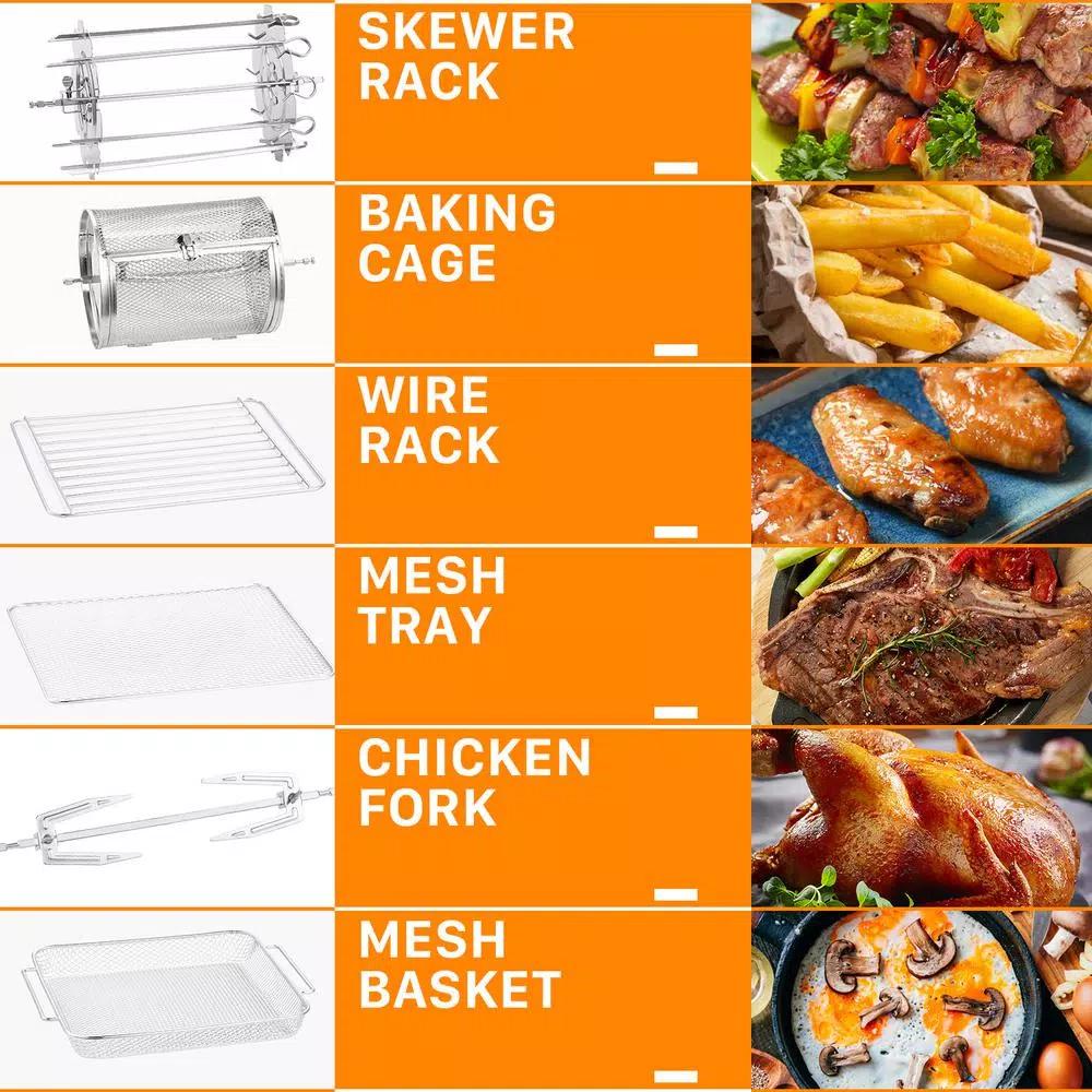 Boyel Living 15 Qt. Black Stainless Steel 16-in-1 Digital Air Fryer Oven with Rotisserie and Dehydrator, 1700W