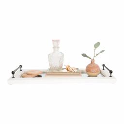 3R Studios Classic Distressed Wood Decorative Tray with Metal Handles, Rectangle thumbnail 5
