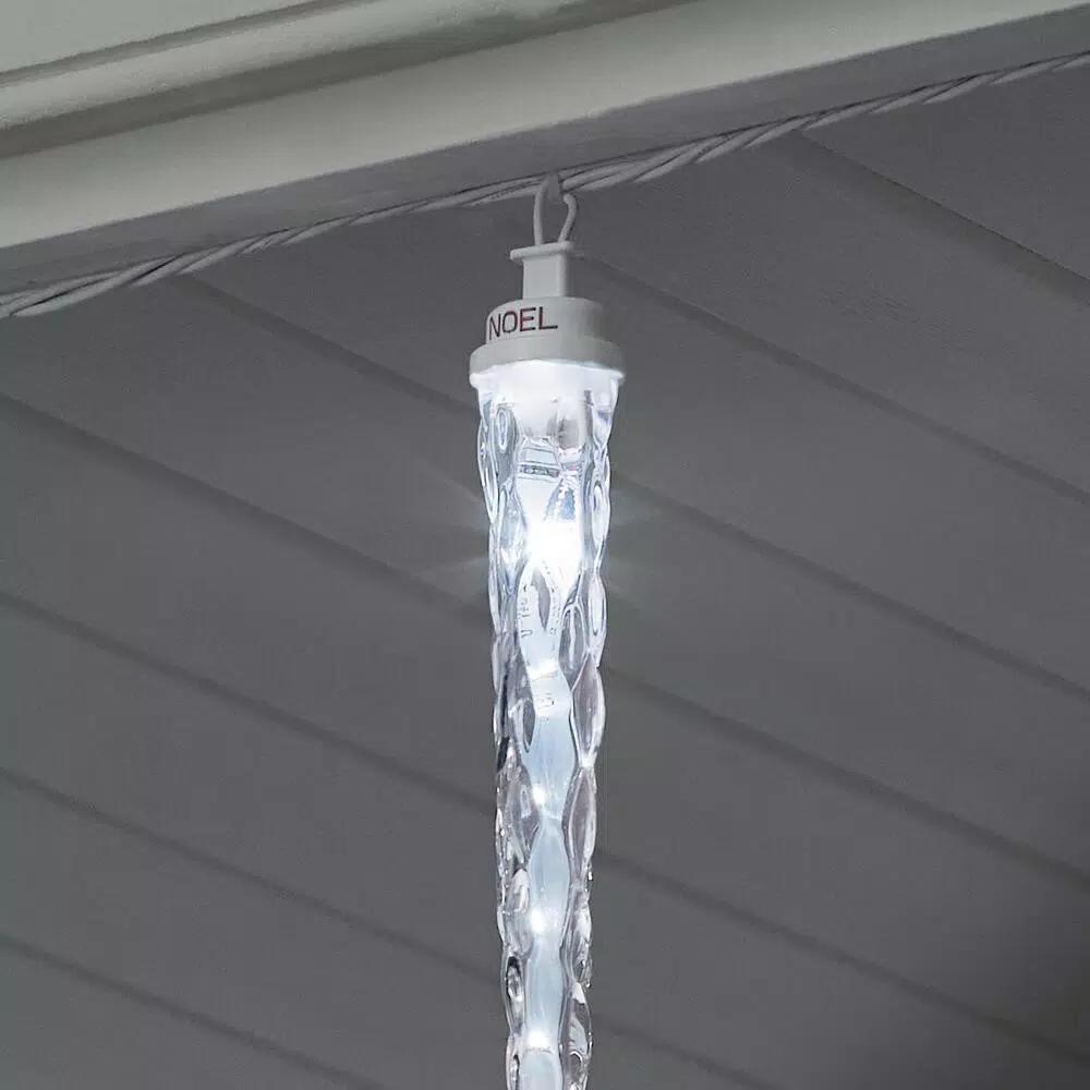 LightShow 48-Light White Shooting Star Icicle LED String Light, 7 ft Outdoor Holiday Decor