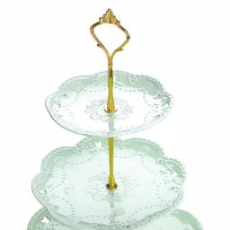 MALACASA 3-Tiered Green Porcelain Cupcake Tower Stand, Round Dessert & Cake Serving Stand thumbnail 6