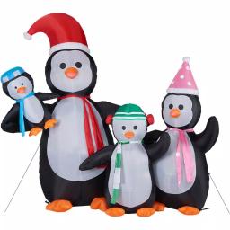 Fraser Hill Farm 10 ft. Penguin Family Christmas Inflatable with White Lights thumbnail 9