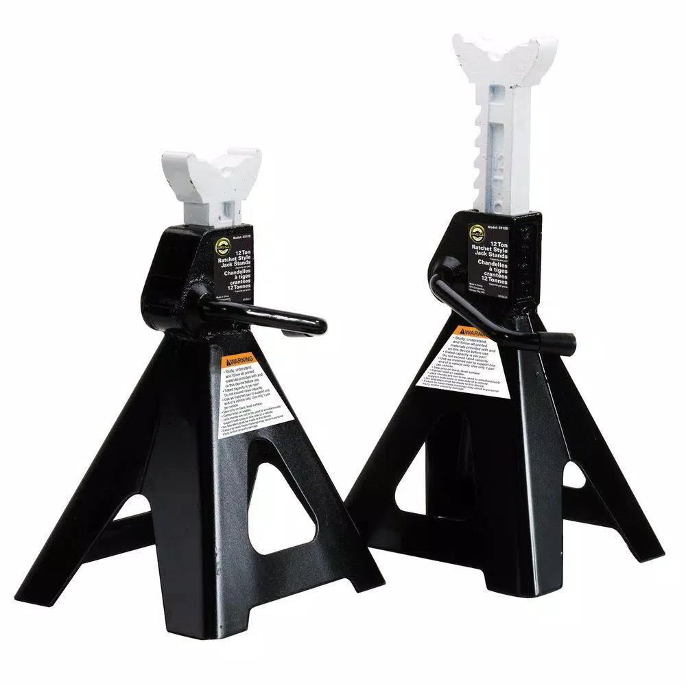 Omega 32125B 12-Ton Heavy-Duty Ratcheting Jack Stands, Pair