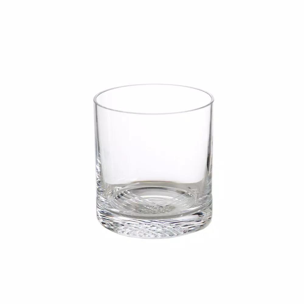 Abigails New Orleans Double Old-Fashioned Whiskey Glass Set of 4, 16 oz, Clear Glass
