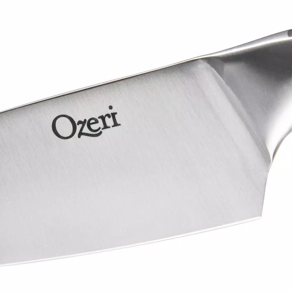 Ozeri 6-Piece Japanese Stainless Steel Knife Set with Rotating Acacia Wood Block and Tablet Holder