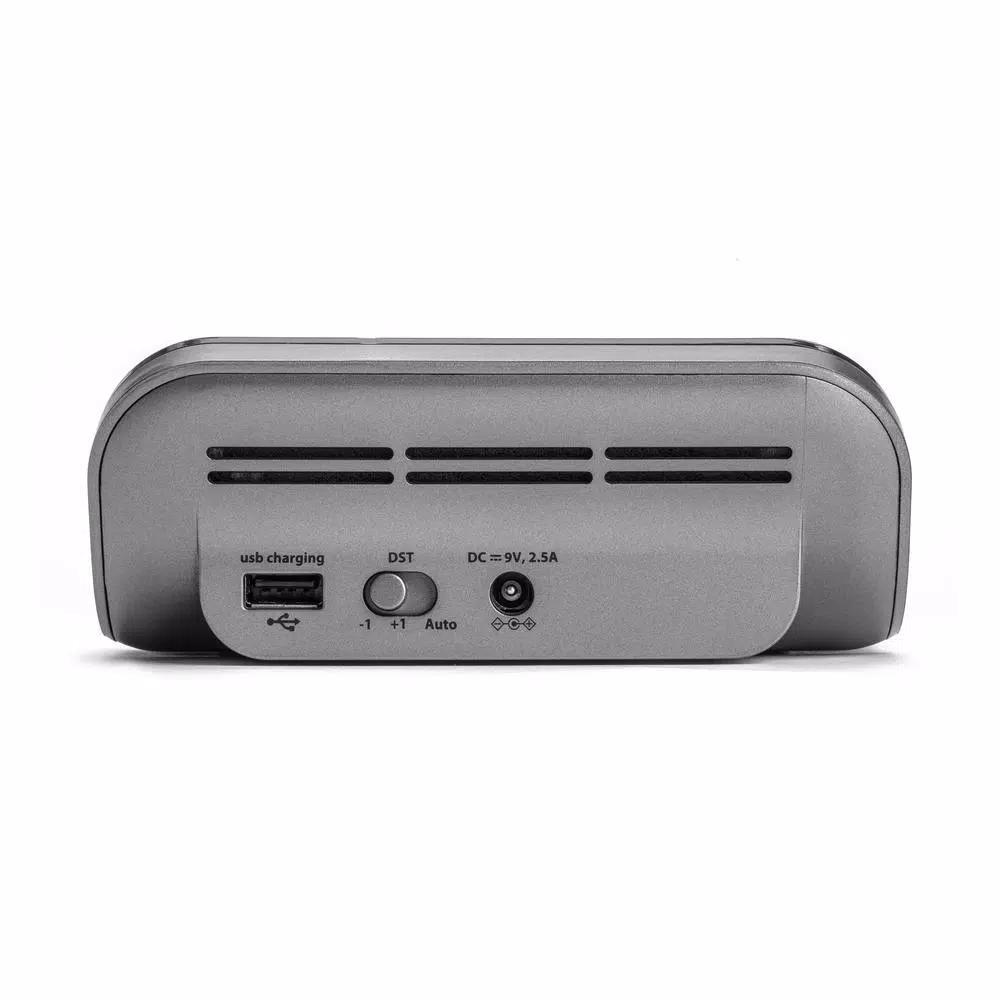 iHome Sleek Digital Alarm Clock with Qi Wireless Charging and USB Port, Designer Fabric Finish