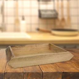 Stonebriar Collection Stonebriar Rustic Mango Wood Square Serving Tray with Handles thumbnail 4