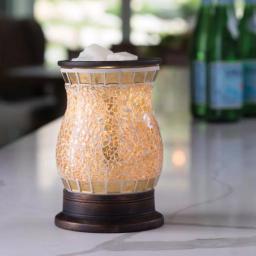 Candle Warmers Etc 8.8 in. Gilded Glass Illumination Fragrance Warmer with Gold Mosaic Design thumbnail 2