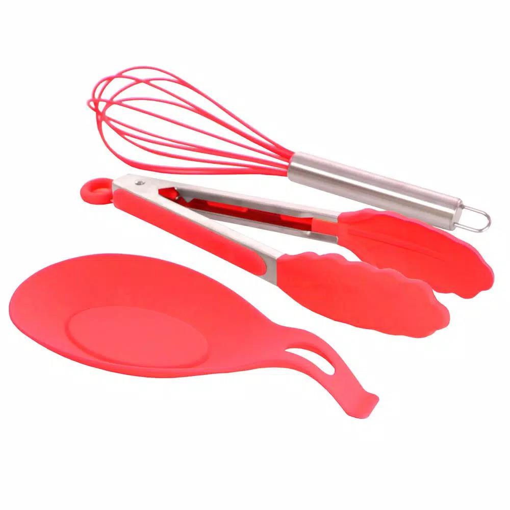 MegaChef 12-Piece Red Silicone Kitchen Utensil Set