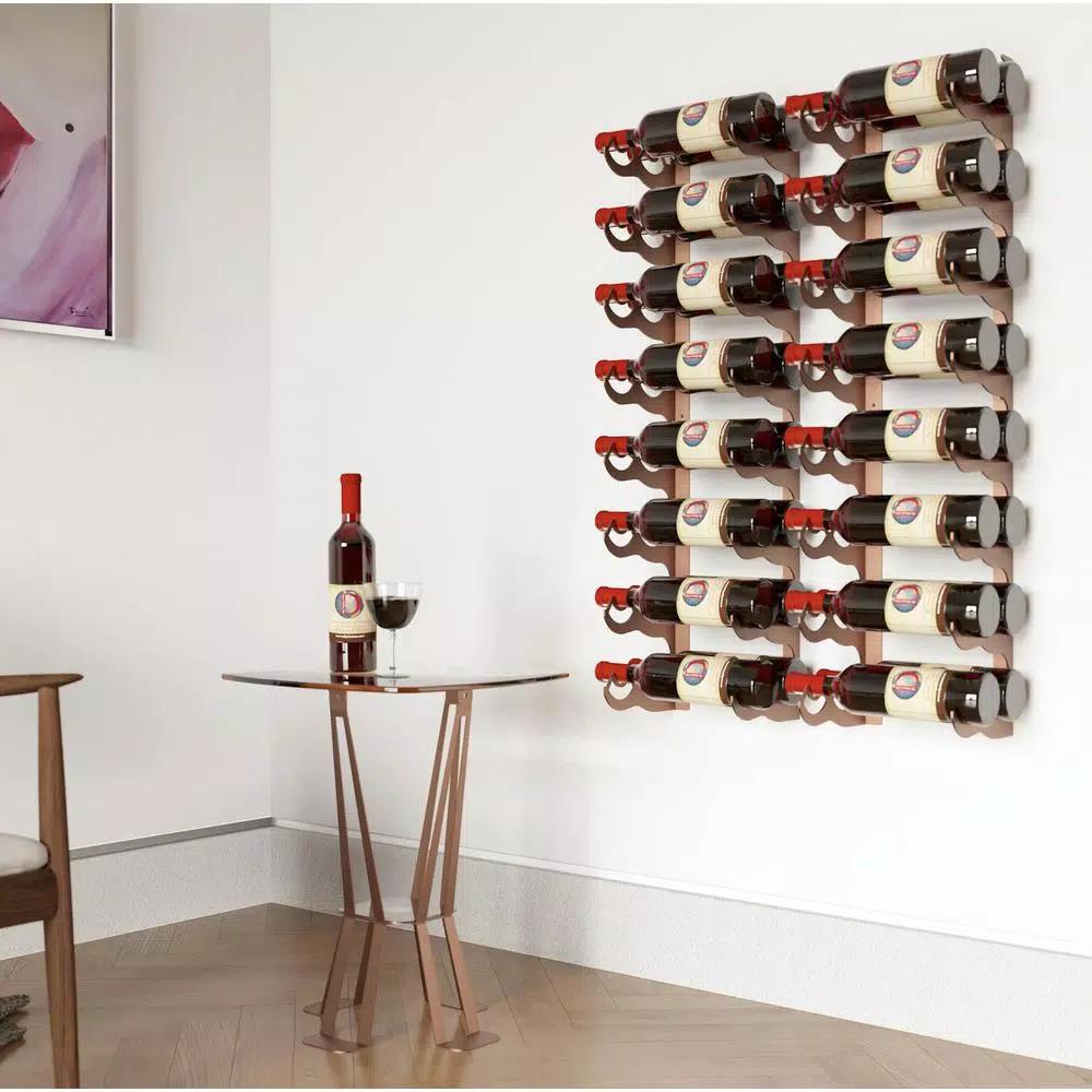 DI PRIMA USA Eagle Edition 16 Bottle Wall Mounted Wine Rack - Double Row, Brown
