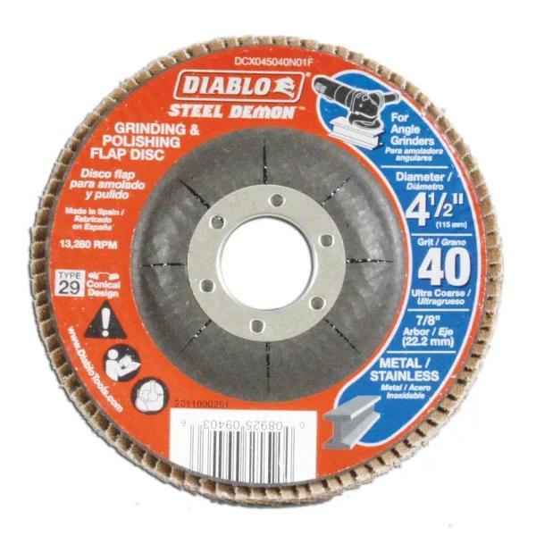 Diablo Steel Demon 4-1/2 in. 40-Grit Zirconia Flap Disc, Type 29 Conical Design (5-Pack)