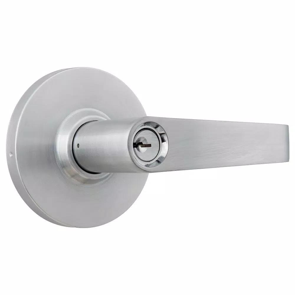 Universal Hardware Heavy Duty Classroom Keyed Entry Door Lever, Satin Chrome, 2-3/4 in. Backset