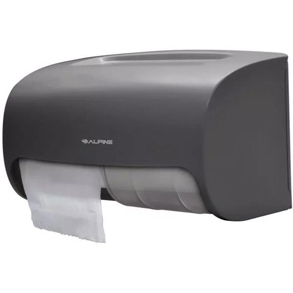 Alpine Industries Double Roll Toilet Paper Dispenser, Gray ABS Plastic