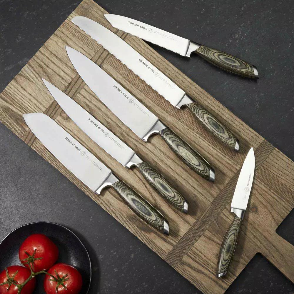 SCHMIDT BROS. Schmidt Brothers Bonded Ash 7-Piece Stainless Steel Knife Set with Ash Midtown Magnetic Block