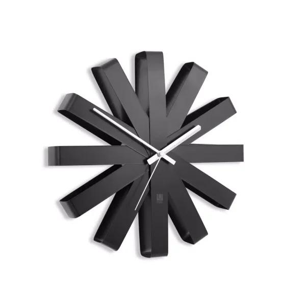 Umbra Ribbon 12 in. Black Metal Wall Clock - Modern Analog Decor