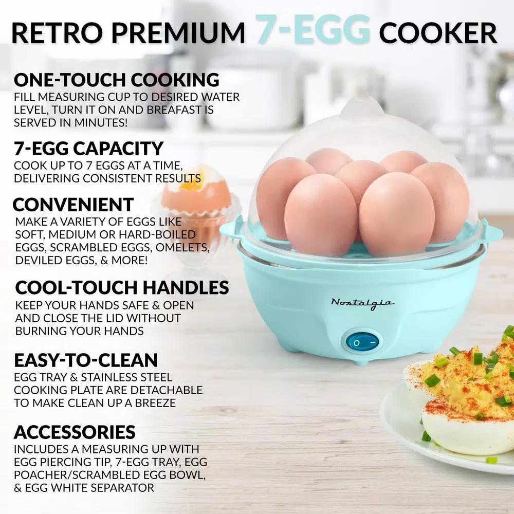Nostalgia Premium Nostalgia 7-Egg Aqua Egg Cooker - Multi-Function Steamer & Poacher