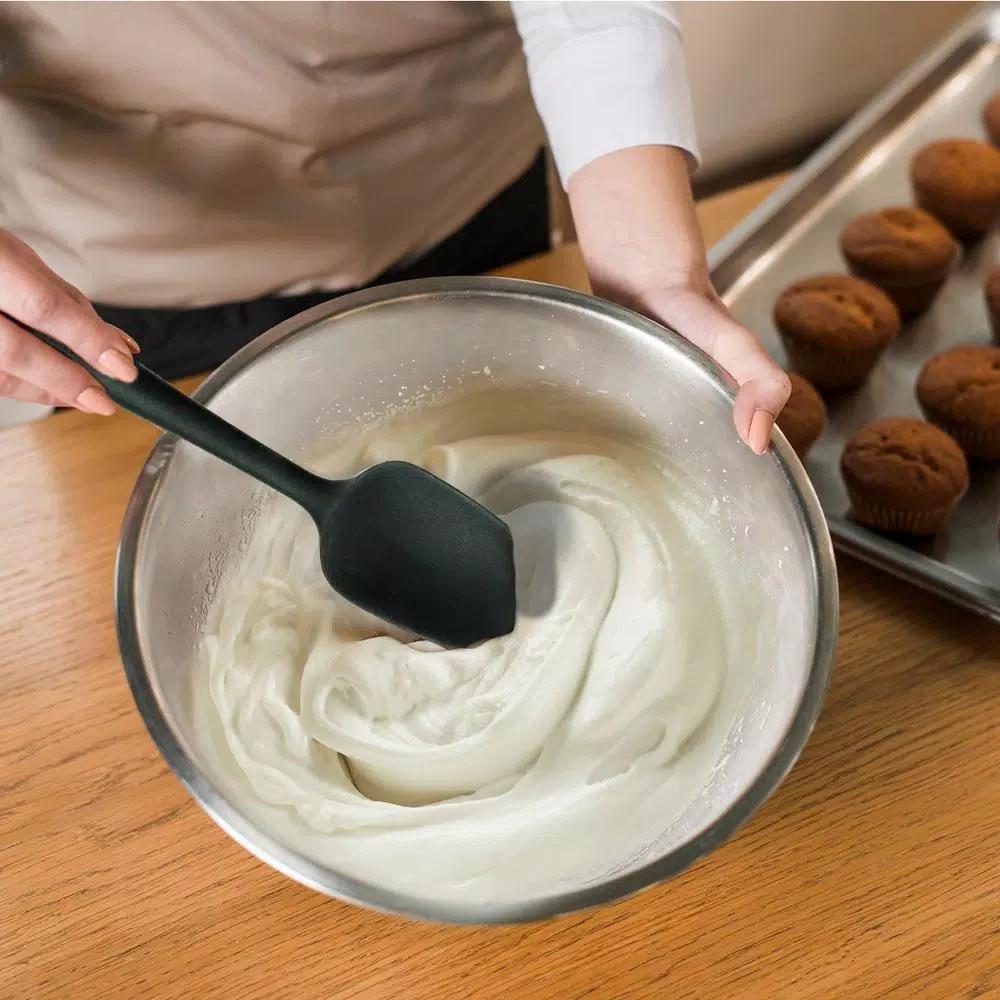 Ovente Premium Silicone Spatula with Stainless Steel Core, Heat Resistant up to 500°F, BPA-Free, Black