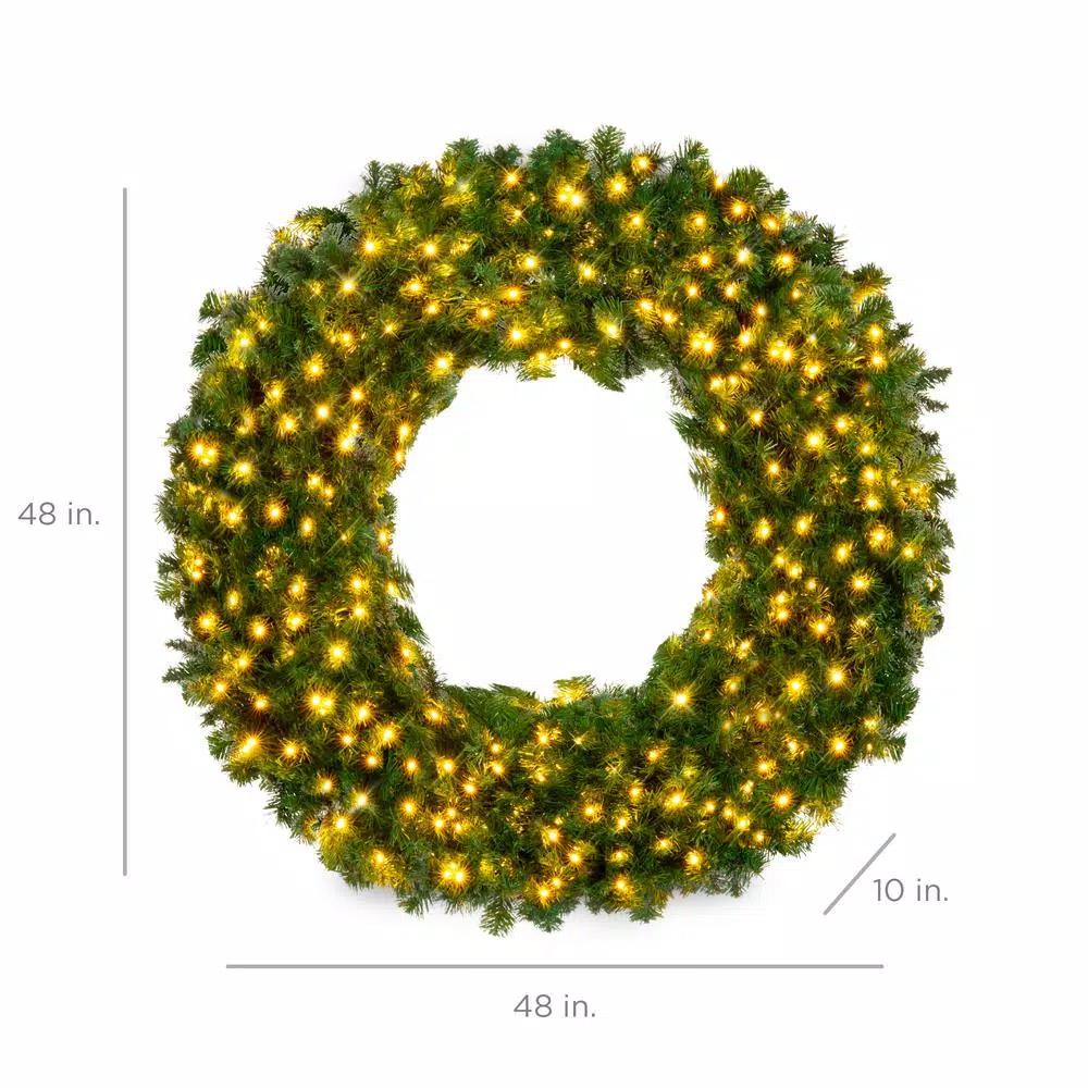 Best Choice Products 48 in. Pre-Lit LED Spruce Artificial Christmas Wreath with 200 Warm White Lights