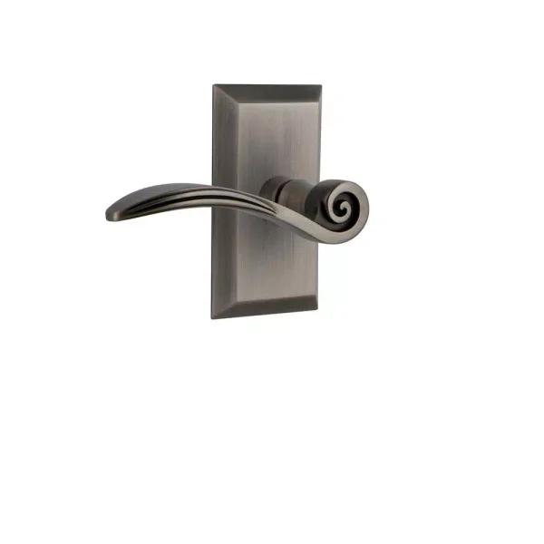 Nostalgic Warehouse Swan Privacy Lever, Antique Pewter, 2-3/8 in. Backset