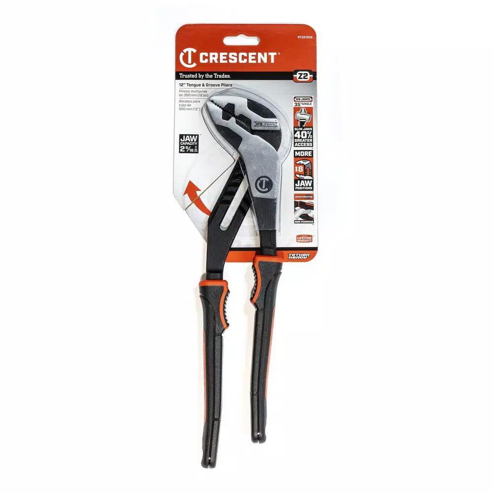 Crescent Z2 12 in. K9 Straight Jaw Dual Material Tongue and Groove Pliers