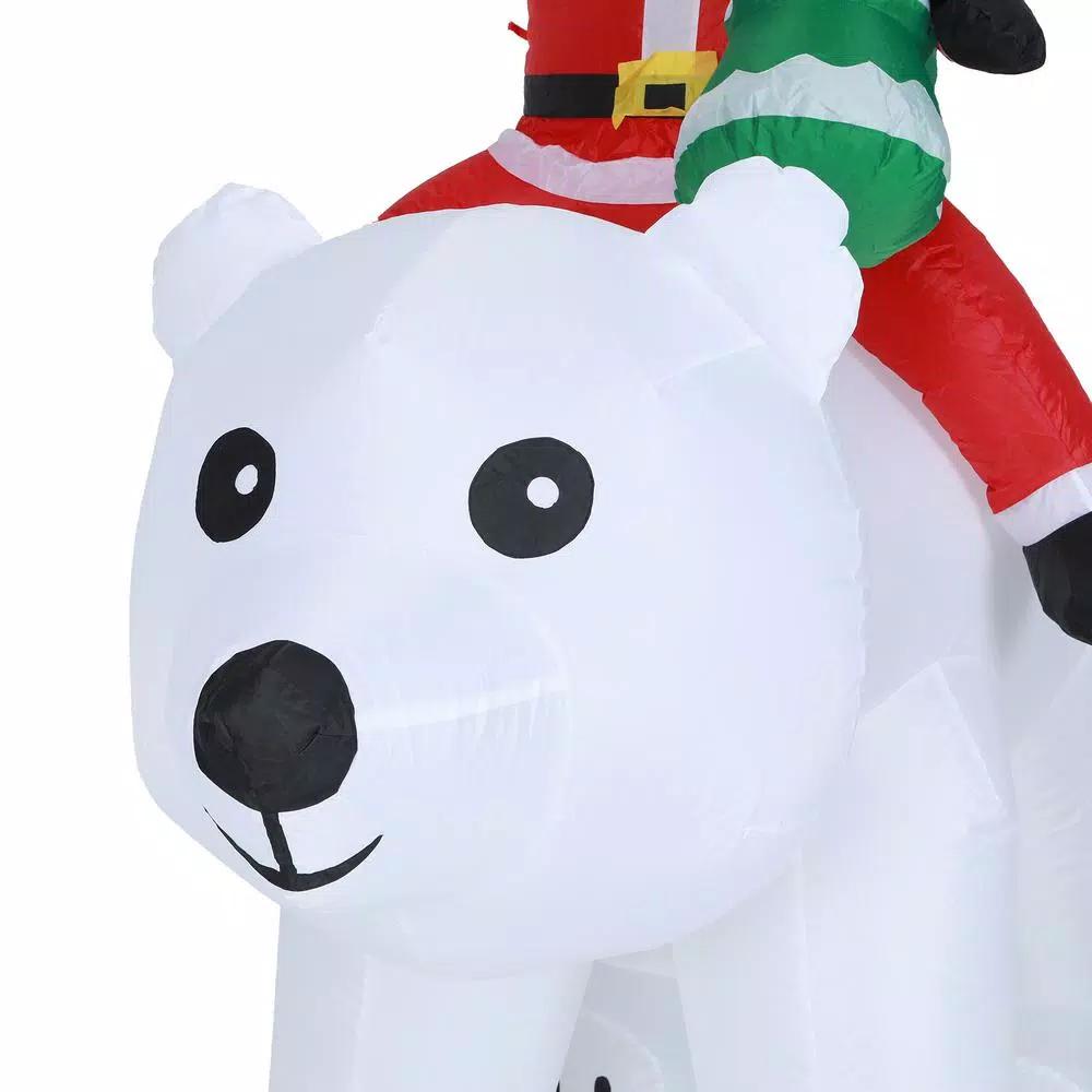 Luxen Home 6 ft. Santa and Polar Bear Inflatable Holiday Yard Decor with LED Lights