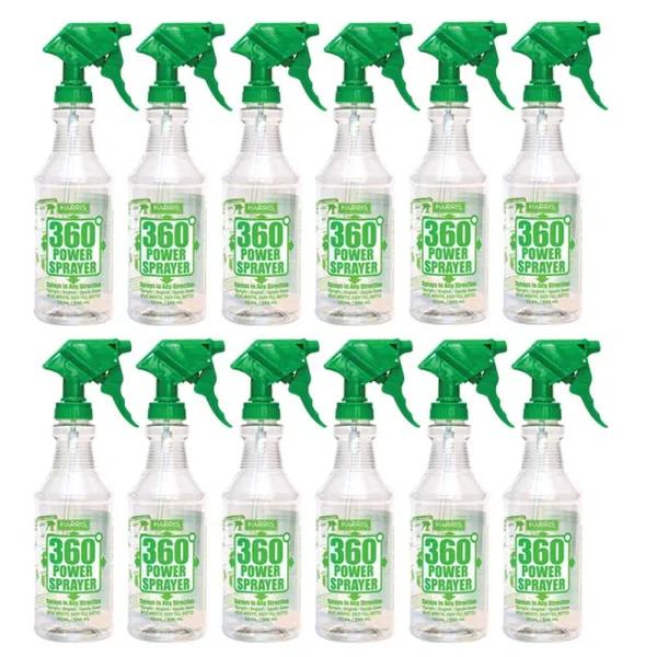 Harris 32 oz. 360-Degree All Angle Professional Spray Bottle, Heavy-Duty Chemical Resistant (12-Pack Case)
