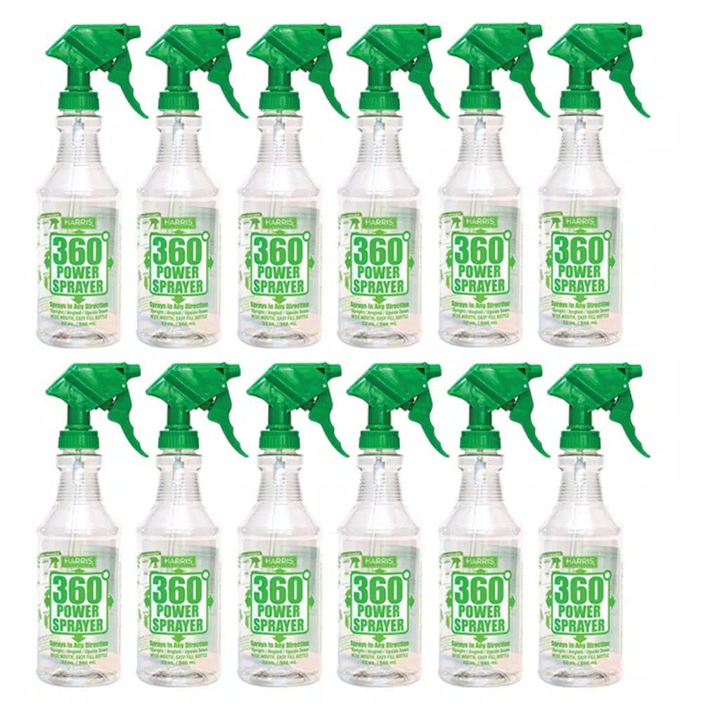 Harris 32 oz. 360-Degree All Angle Professional Spray Bottle, Heavy-Duty Chemical Resistant (12-Pack Case)