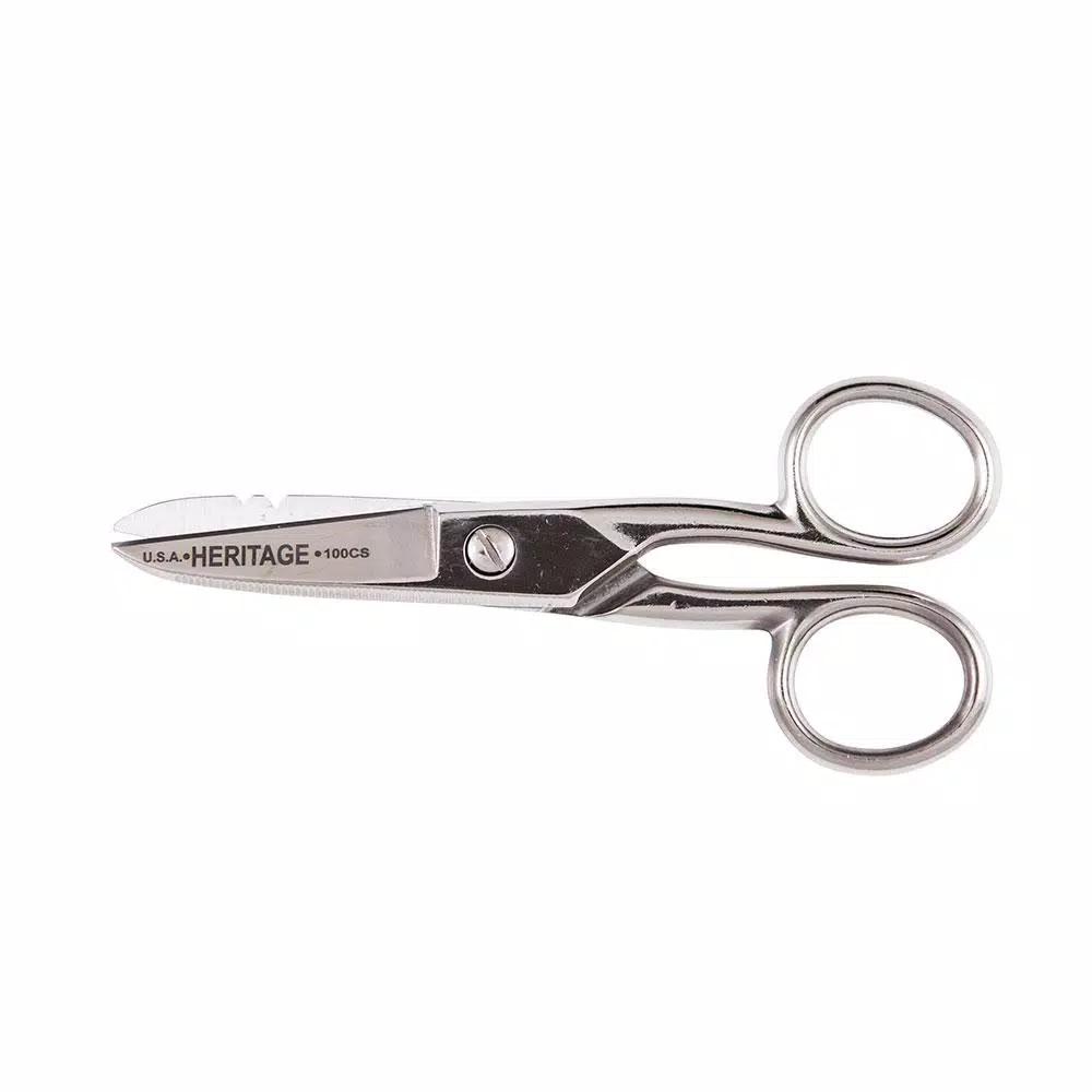 Klein Tools Serrated Electrician Scissors with Wire Stripping Notches