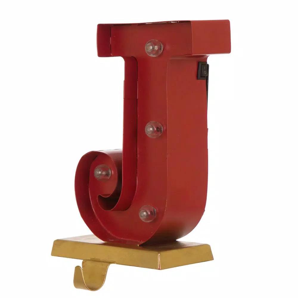 Glitzhome JOY Metal Stocking Holder Set of 3 - Illuminating Holiday Tabletop Decor