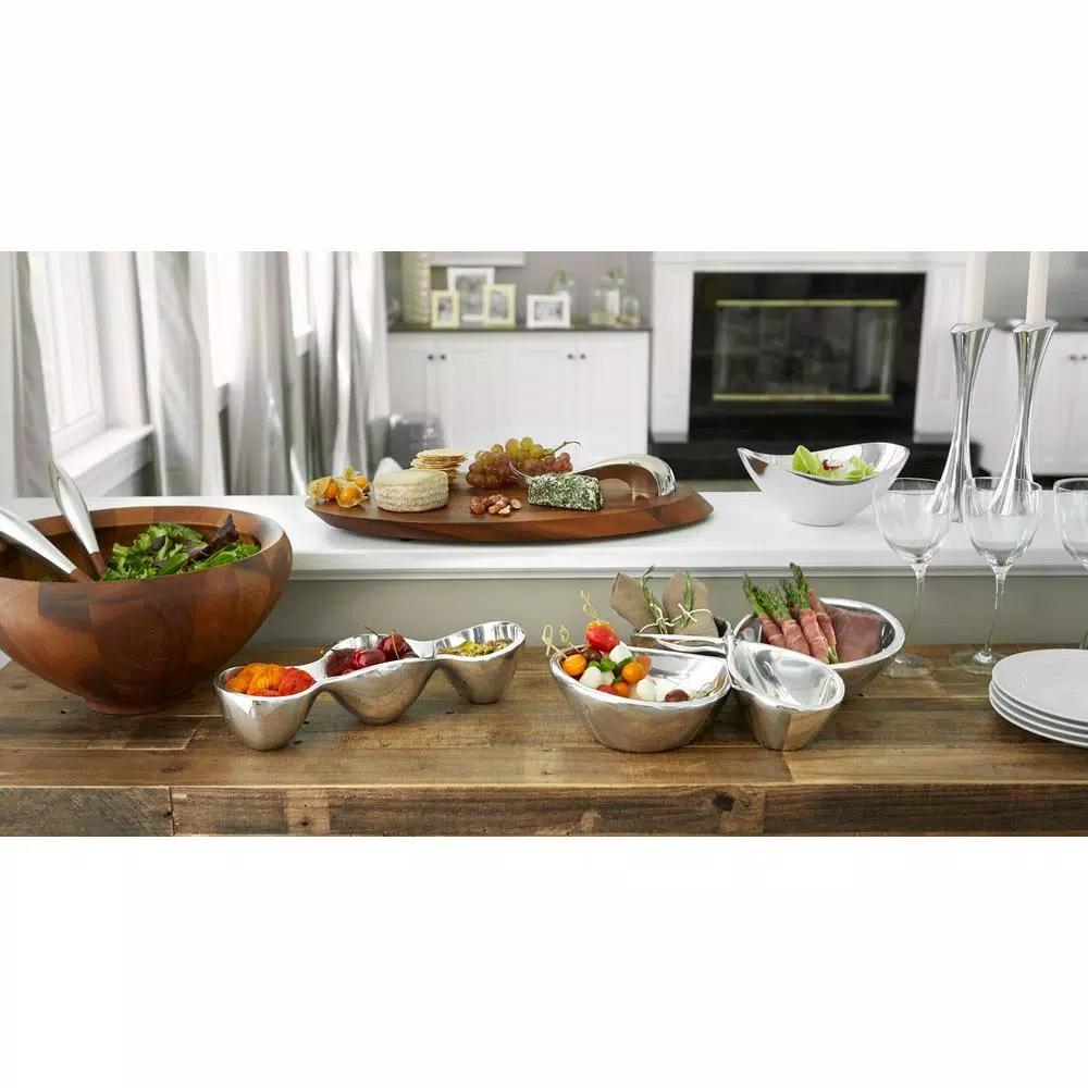 Nambe Alloy Triple Condiment Server, 6 oz. Each Section, Silver