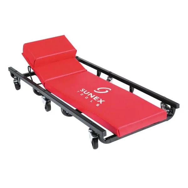 Sunex Tools 6-Caster Creeper with Adjustable Head Rest and Cushioned Red Vinyl Cover