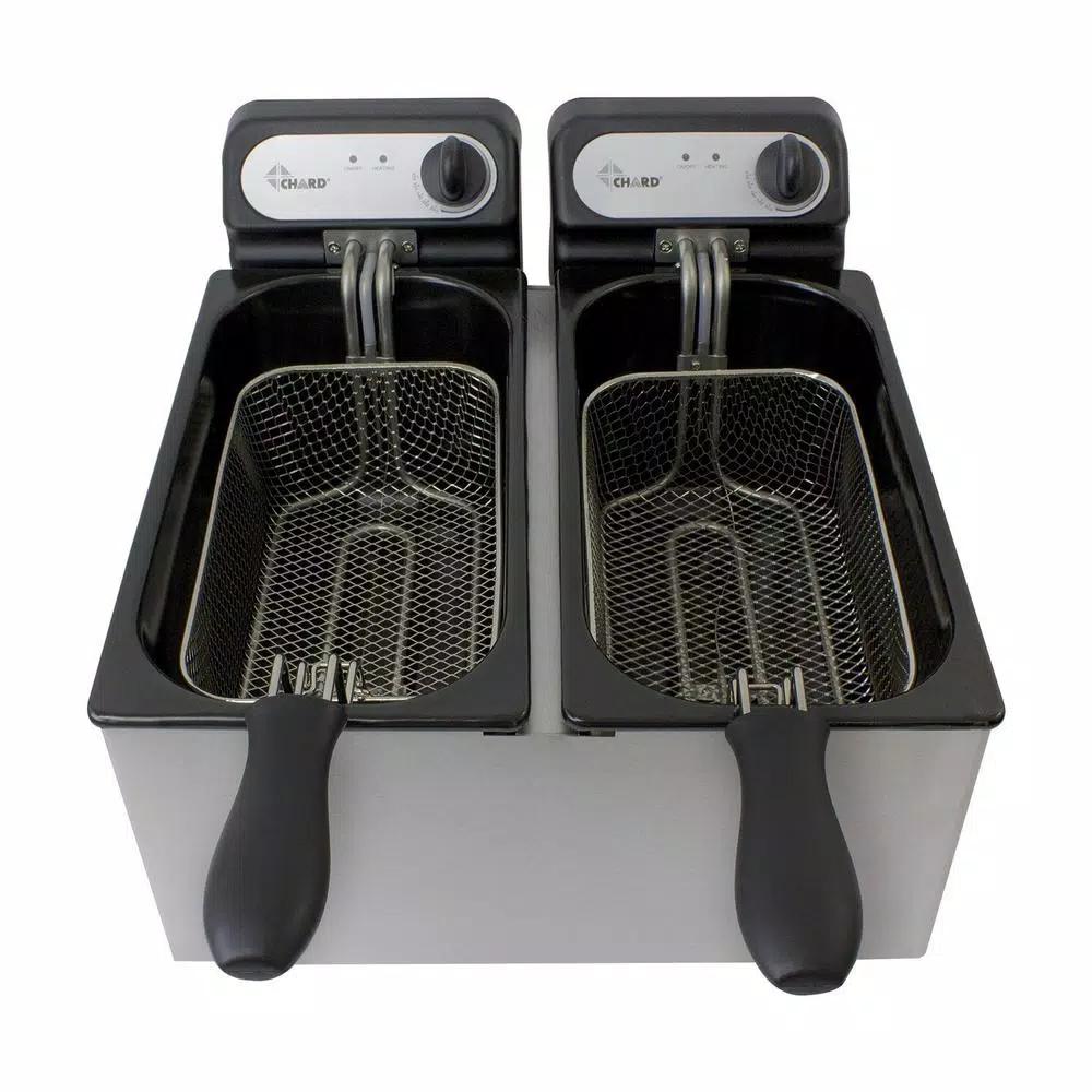 Chard Double Deep Fryer, 6L Capacity, Dual 1500W Tanks with 2 Baskets