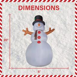 Fraser Hill Farm 20 ft. Jolly Snowman Christmas Inflatable with RGB Lights thumbnail 3