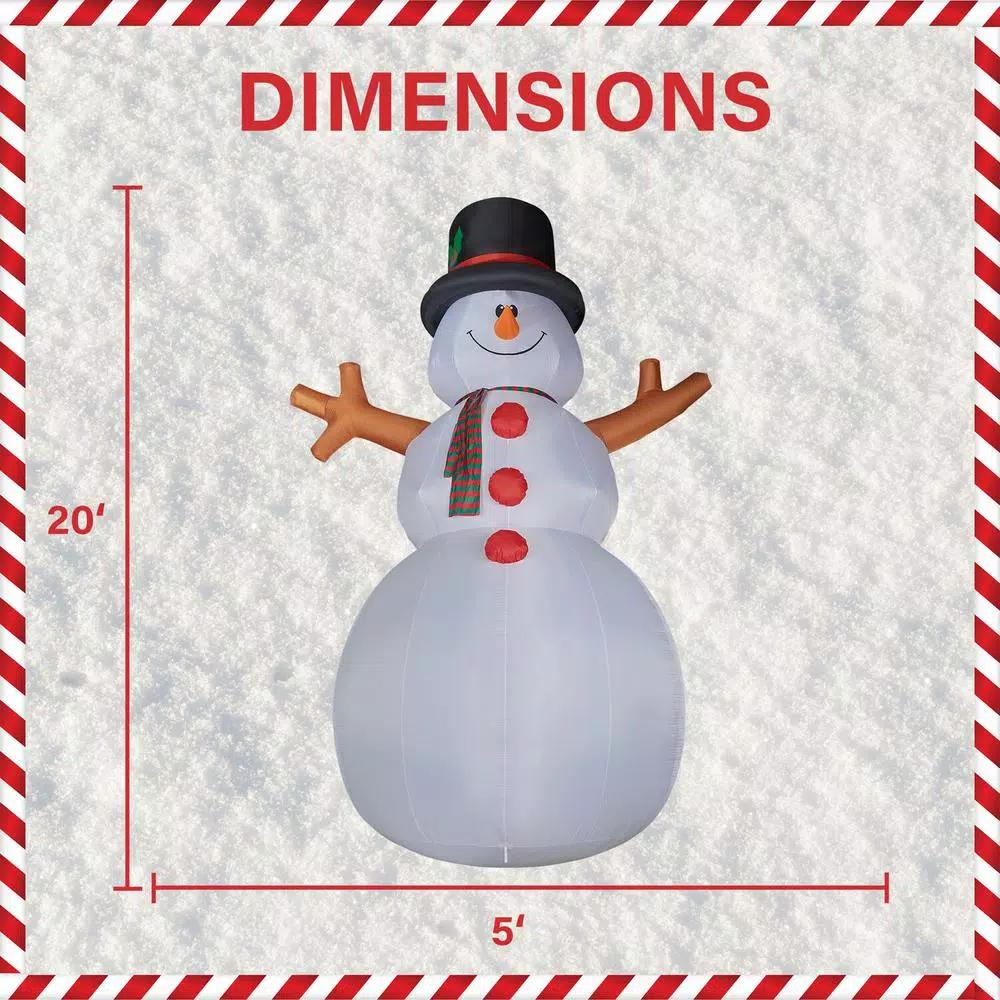 Fraser Hill Farm 20 ft. Jolly Snowman Christmas Inflatable with RGB Lights