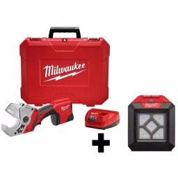 Milwaukee M12 Cordless PVC Shear Kit with 1000 Lumen M12 Rover Flood Light thumbnail 1