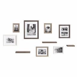 Kate and Laurel Bordeaux Rustic Farmhouse Gallery Wall Frame and Shelf Set, 10-Piece Multi/Gray Wood Collection thumbnail 2