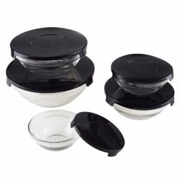 Chef Buddy 10-Piece Glass Bowl Set with Airtight Black Lids thumbnail 4