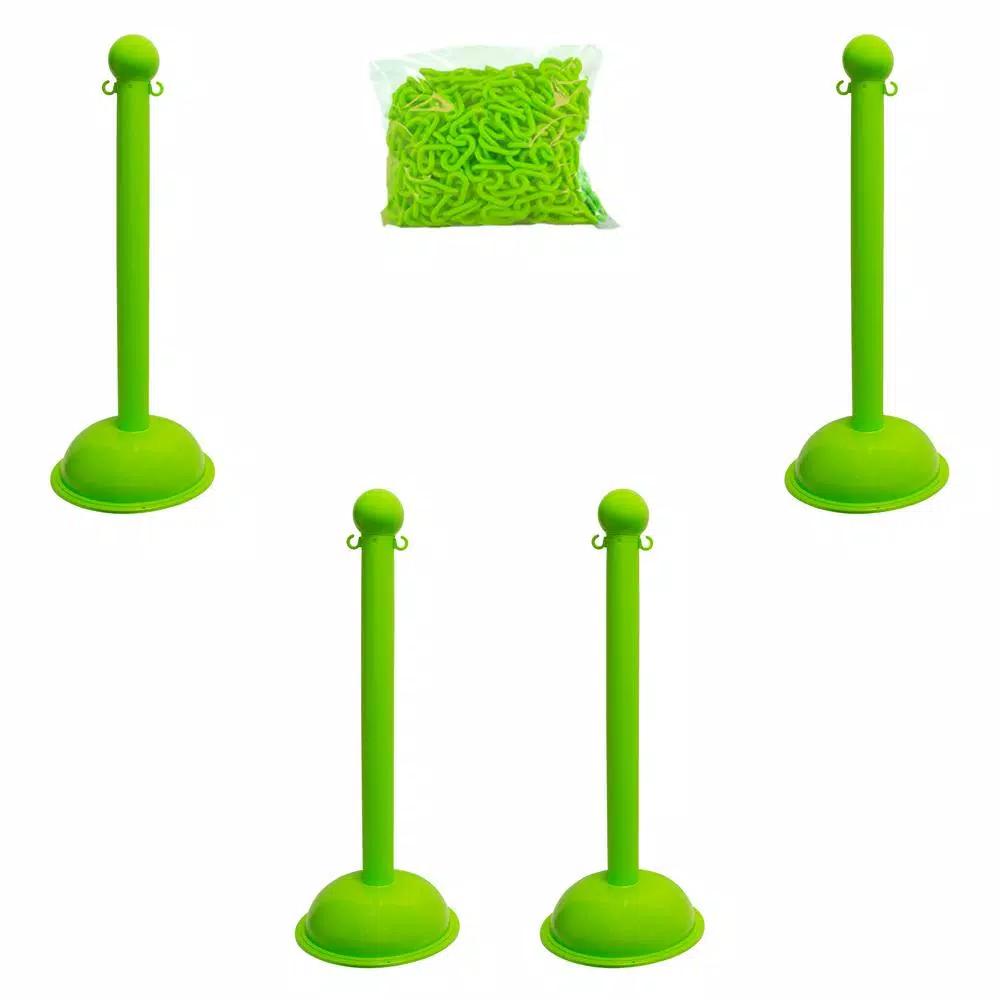 Mr. Chain Heavy-Duty Safety Green Stanchion and Chain Kit