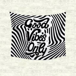 RoomMates Good Vibes Swirl Large Wall Tapestry - Black and White Modern Polyester Decor thumbnail 2