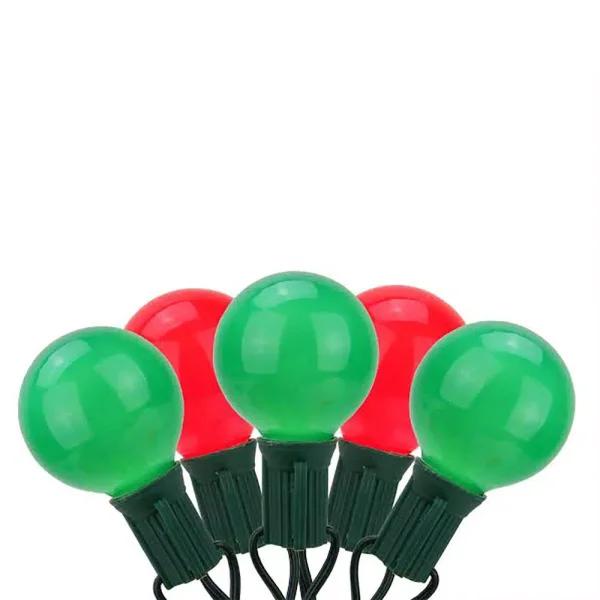 Sienna 20-Light Red and Green Opaque G50 Globe Christmas Light Set, 19 ft. Green Wire