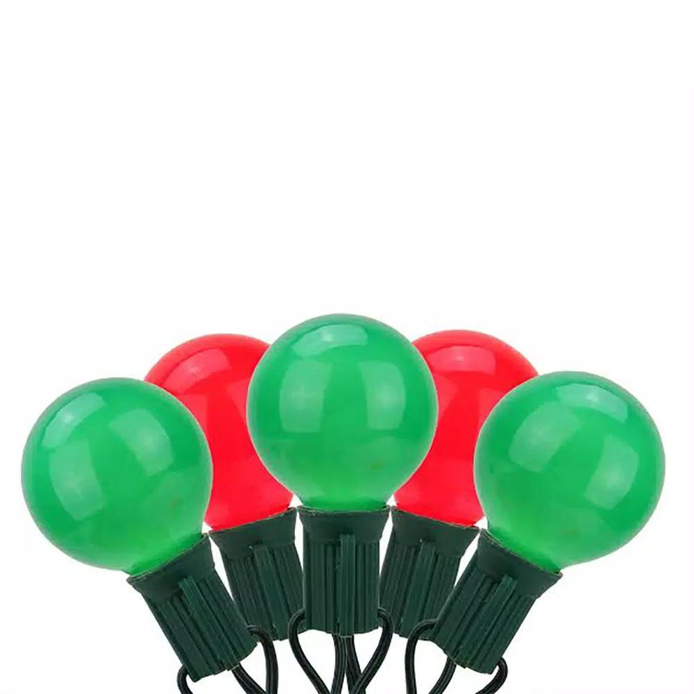 Sienna 20-Light Red and Green Opaque G50 Globe Christmas Light Set, 19 ft. Green Wire