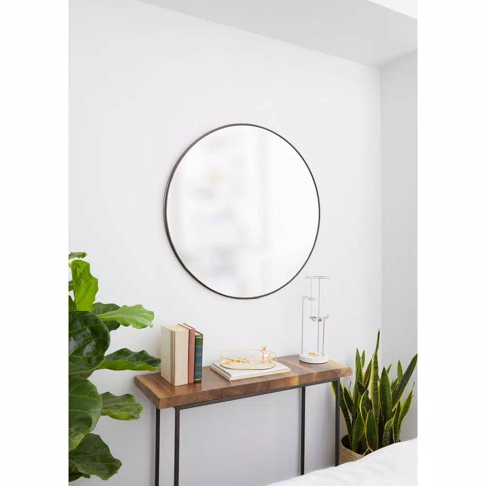 Umbra Hubba Round Contemporary Wall Mirror, Metallic Titanium, 34 in.