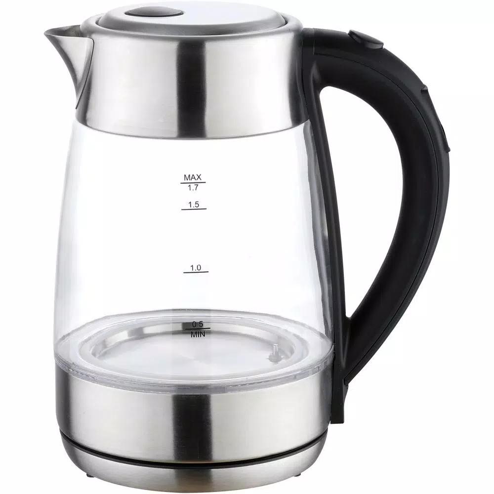Frigidaire 7.2-Cup Silver Glass Electric Kettle with Digital Temperature Control