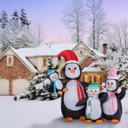 Fraser Hill Farm 10 ft. Penguin Family Christmas Inflatable with White Lights thumbnail 10