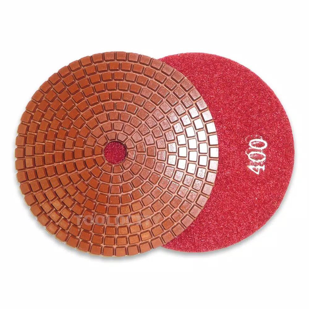 Toolocity JHX 4 in. Metal Bond Diamond Polishing Pad Set with Semi-Rigid Back Holder for Granite and Concrete