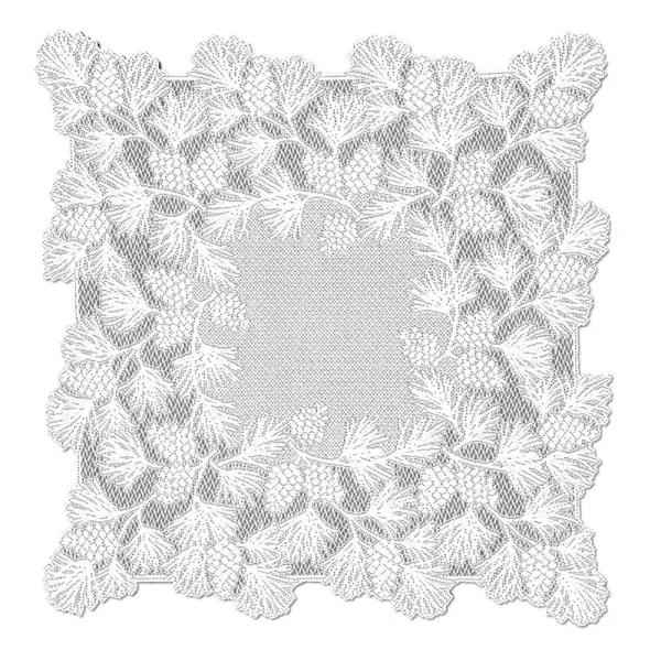 Heritage Lace Woodland 36 in. White Floral Polyester Table Topper