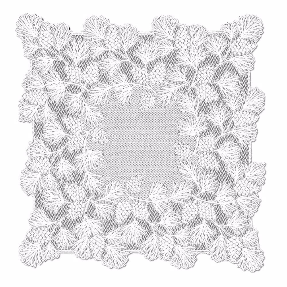 Heritage Lace Woodland 36 in. White Floral Polyester Table Topper