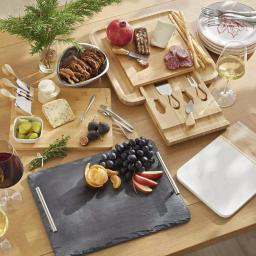 Bambusi Bambsi 100% Natural Bamboo Cheese Board & Cutlery Set with Slide-Out Drawer thumbnail 2