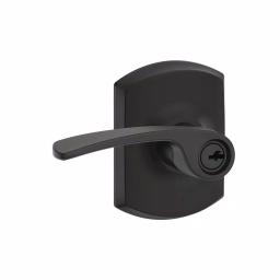 Schlage Merano Matte Black Keyed Entry Door Lever with Greenwich Trim thumbnail 1